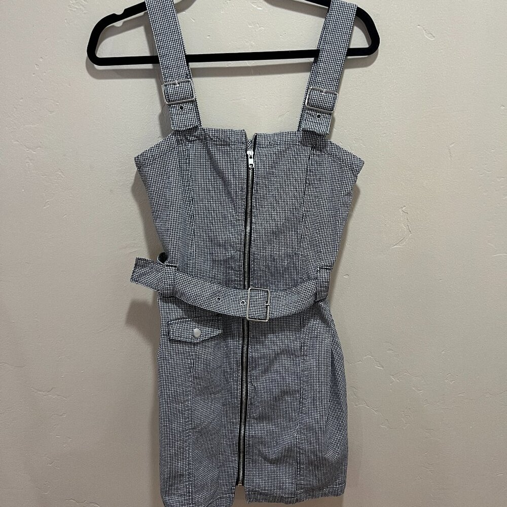 Plaid overall dress